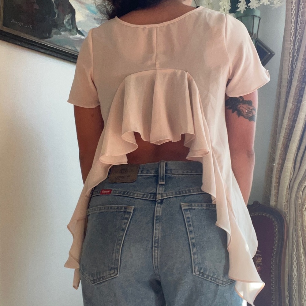 Blush Ruffle Open Back Top